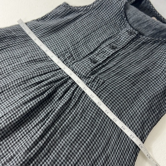 FLAX Sz P (4/6) Dress Gingham Linen Scoop Neck Sleeveless Black/Gray Lagenlook - Picture 6 of 11